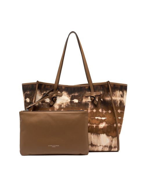 Shopping bag Marcella in tessuto semilucido stampato tye dye Cuoio GIANNI CHIARINI | BS 6850/COMM FEZVAR.CUOIO